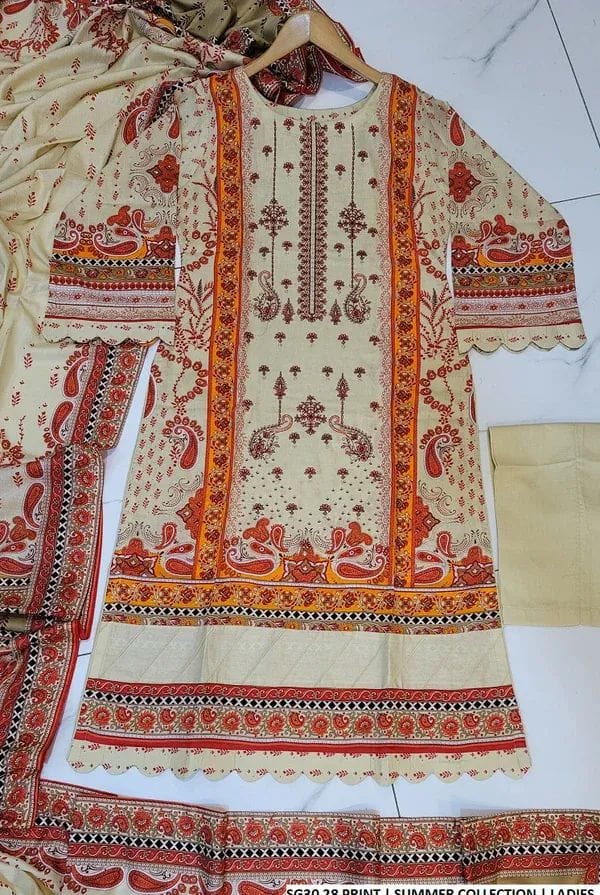 14 Chic Lawn 3pc Stitched Suit - Image 1